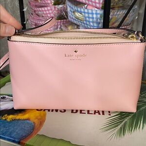 kate spade Pink Leather Double-Zip Wristlet Clutch